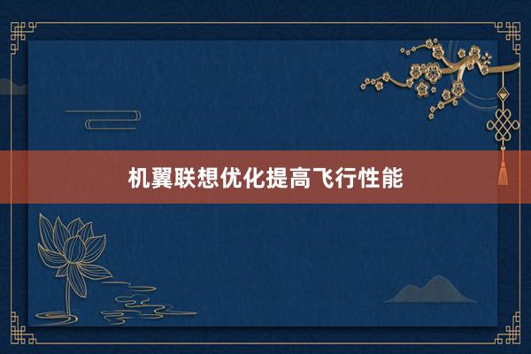 机翼联想优化提高飞行性能